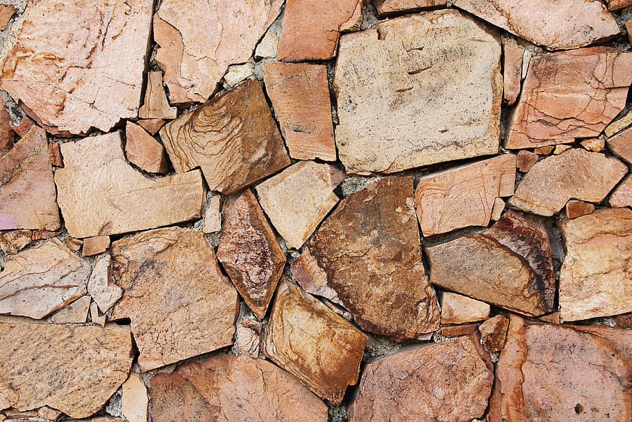 closeup, brown, rocks, stone, asymmetry, wall, texture, background, tile, full frame