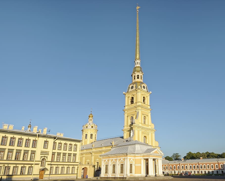 russia, sankt petersburg, peter-and-paul fortress, church, architecture, orthodox, building exterior, built structure, sky, building