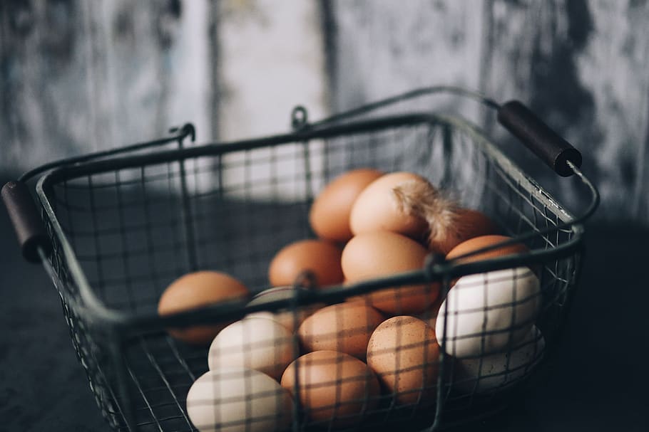 cesta, ovos, arame, metal, comida e bebida, comida, recipiente, alimentação saudável, bem-estar, ovo