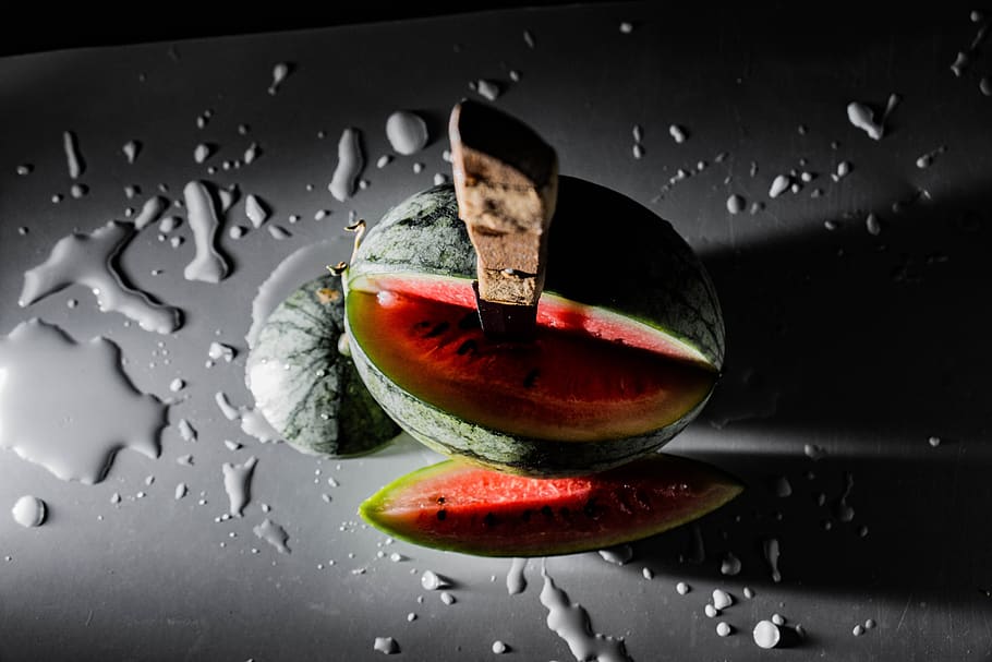 watermelon, juicy, food, fruit, market, food and drink, red, drop, water, motion