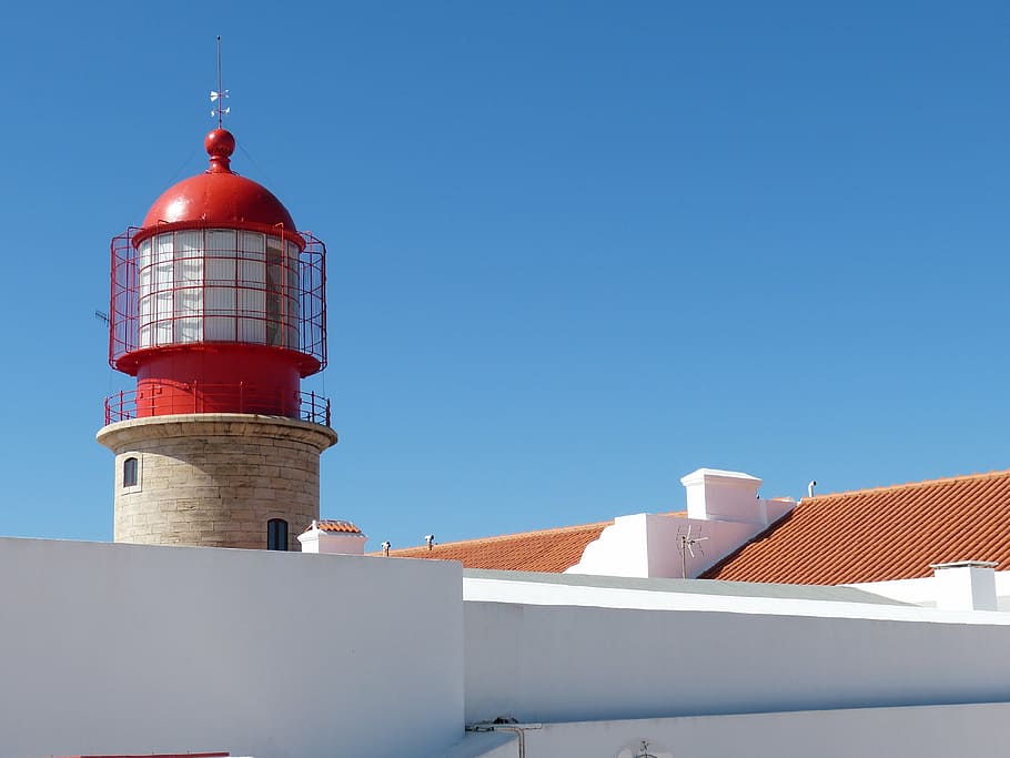 lighthouse, portugal, coast, sea, security, algarve, atlantic, cabo de são vicente, tower, holiday