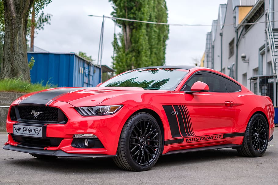 Mustang, Gt, EE. UU., Automóvil, rojo, transporte, diseño, lujo, vehículo, tecnología