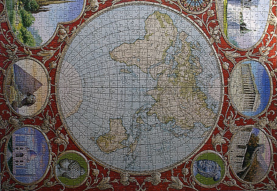古い, 世界地図ジグソーパズル, パズル, 楽しい, ゲーム, エンターテイメント, ボード, 画像, 地図, 半球