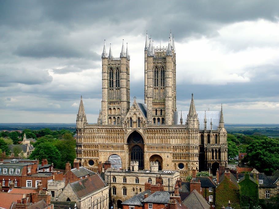 lincoln, cathedral, landmark, lincolnshire, medieval, architecture, built structure, building exterior, cloud - sky, history