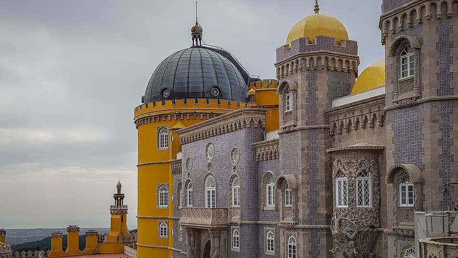 palácio nacional da pena portugal, palácio nacional da pena, de foam, portugal, lisbon, sekitar lisbon, castle, lock, eksterior bangunan, Arsitektur
