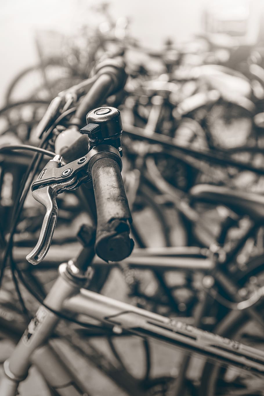 bicycles, wheels, gear, black and white, travel, outdoor, old, wreck, broken, sports