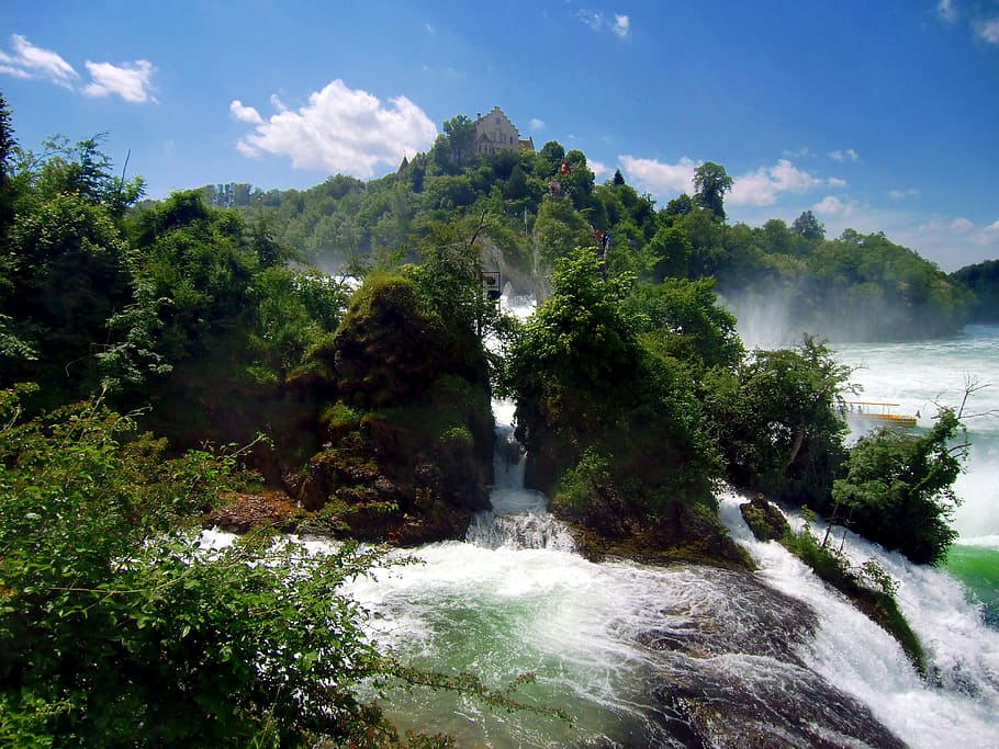 rhine falls, cascada, schaffhausen, suiza, rhine, agua, rugido, espuma, río, murmullo