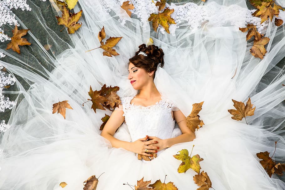 woman, wearing, white, wedding gown, posing, gaba, son in law, flower, wedding, ring