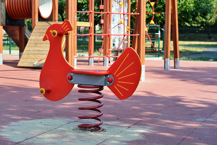 Playground, Rope Climbing, Spider, climbing, fun, children, child, red, outdoor play equipment, park - man made space