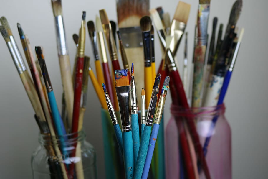 art, brushes, color, paintbrush, creativity, artist, paint, multi Colored, colors, paintings