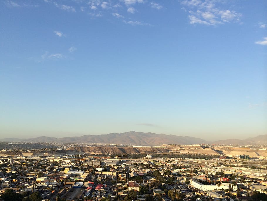 Ciudad, Tijuana, México, Baja, país, paisaje, montaña, azul, cielo, exterior del edificio