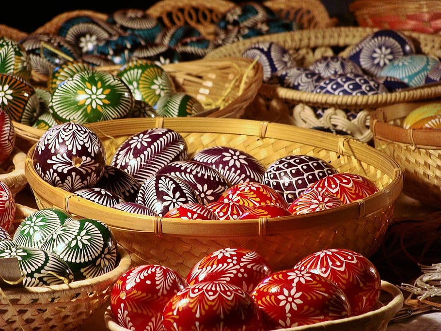 cores sortidas, lote de decoração, páscoa, ovos de páscoa, artesanato, decoração, cor, comida, comida e bebida, ninguém
