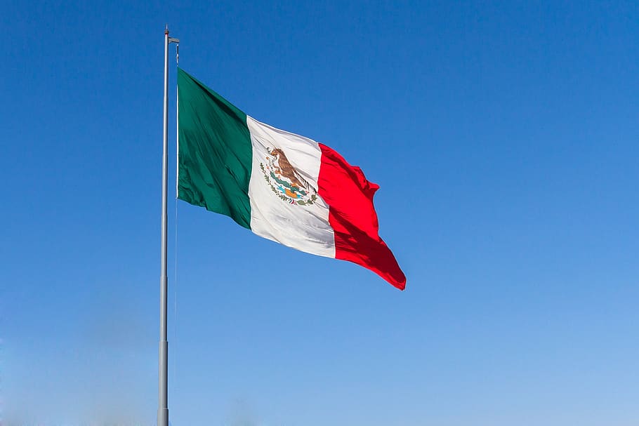 méxico, mexico, flag, country, mexican, sky, blue, red, nation, national