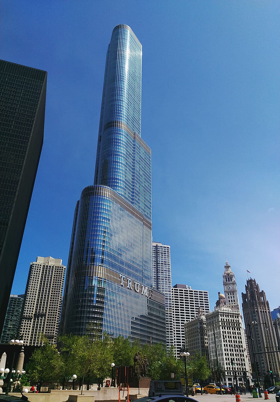 trump building, chicago, skyline, trump tower, architecture, city, urban, cityscape, downtown, tower