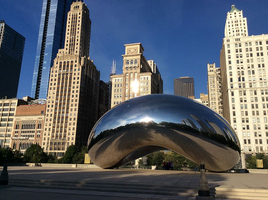 portão de nuvem, Chicago, Millennium Park, Escultura, arquitetura, illinois, cidade, chicago skyline, moderna, marco