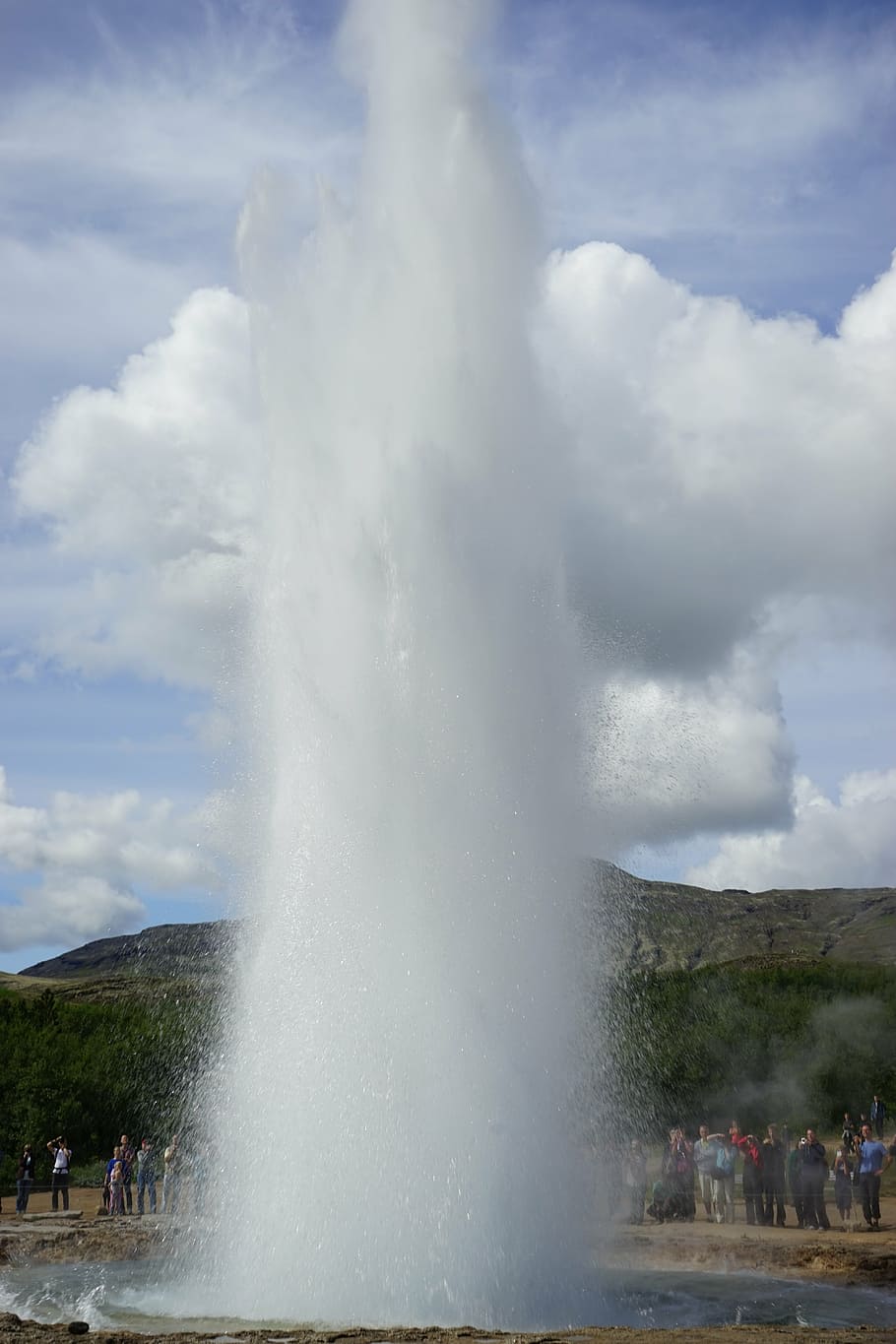 гейзер, строккур, исландия, фонтан, вода, достопримечательности, очаг, столб кипятка, горячая, распыление