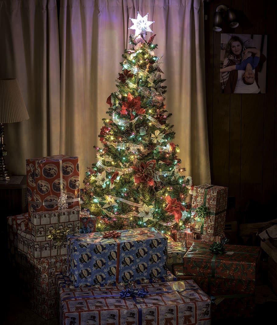 christmas, tree, presents, gifts, holidays, celebration, holiday, christmas background, christmas tree, decoration