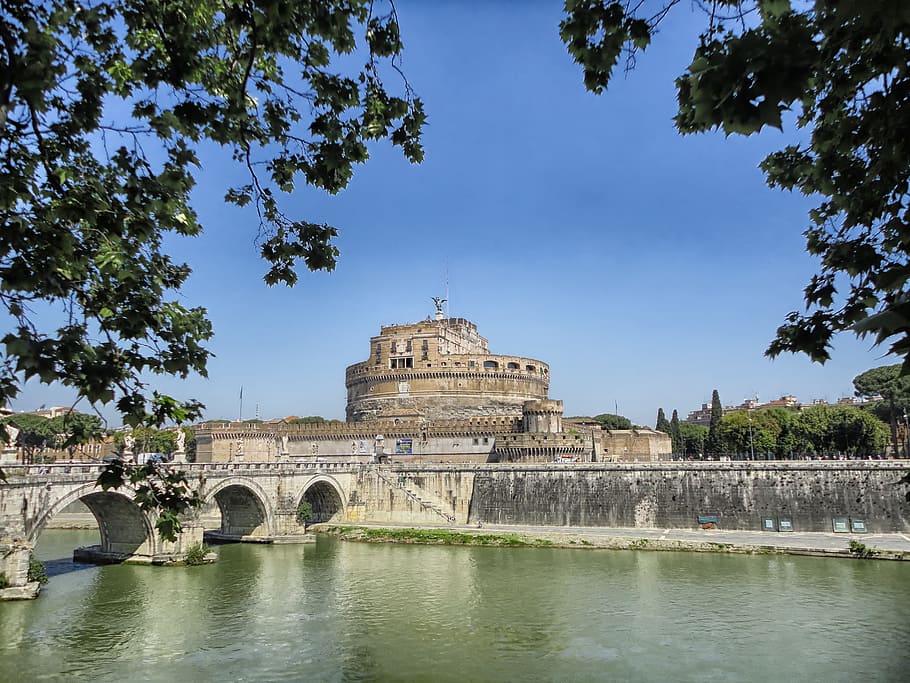 Rome, Italy, Castle, Rotunda, Building, rome, italy, architecture, city, river, water