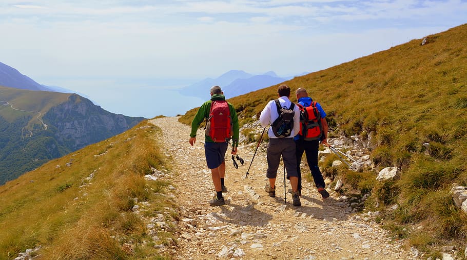 trail, walk, trekking, excursion, landscape, lake, garda, mountain, baldo, hiking