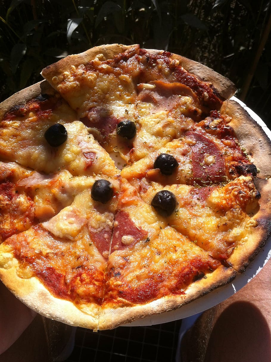 pizza, pasta, italia, almuerzo, aceitunas, queso, che, comer, masa, italiano