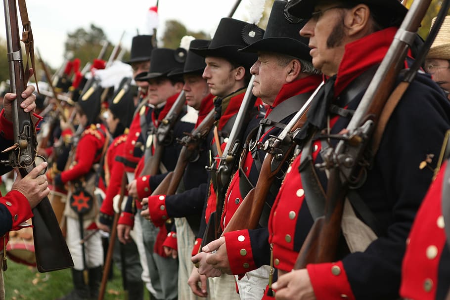 group, men, lining, soldiers, musket, canada, war, civil, soldier, infantry
