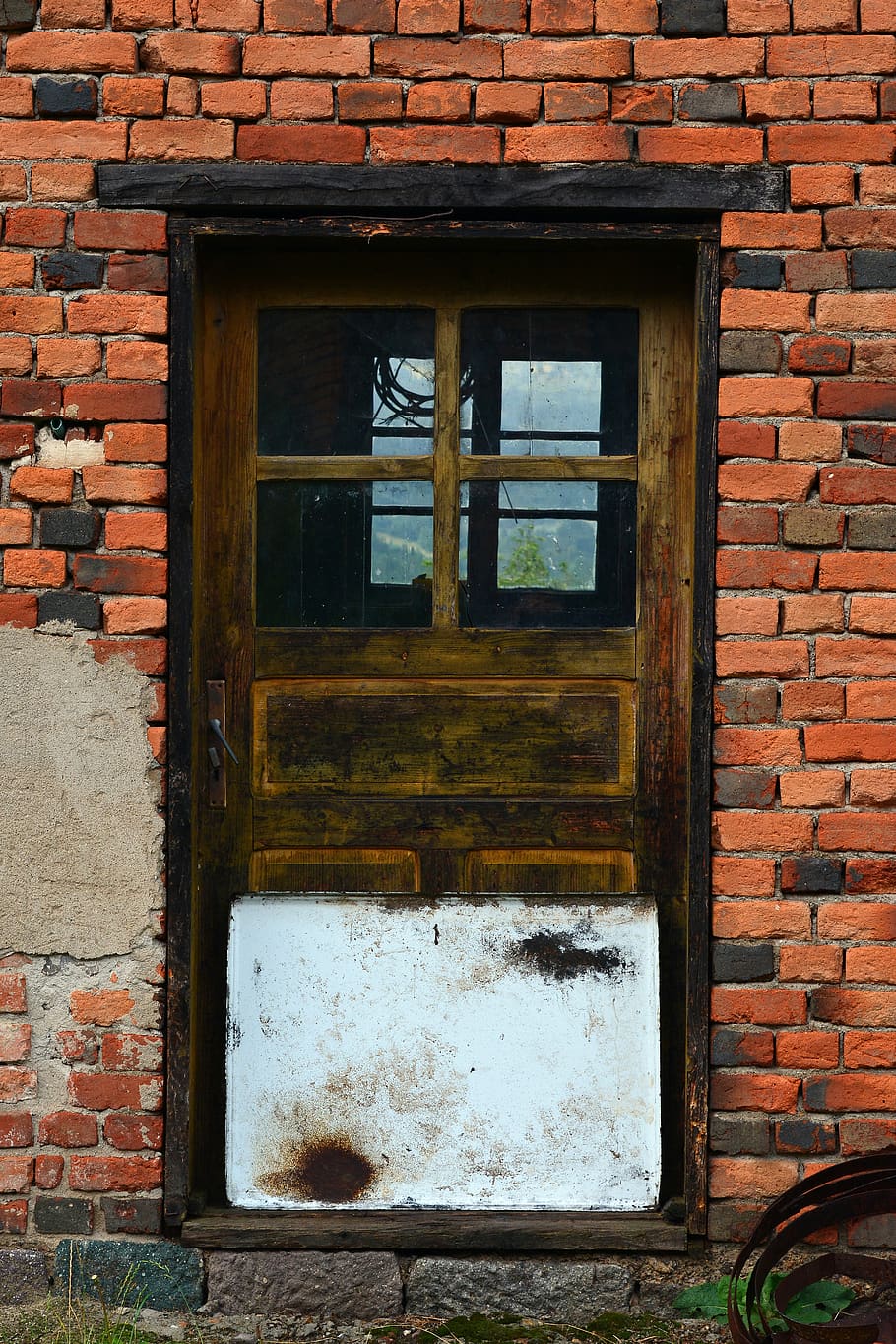 pintu, vintage, tua, kayu, desain, pintu masuk, tekstur, jendela, bata, dinding