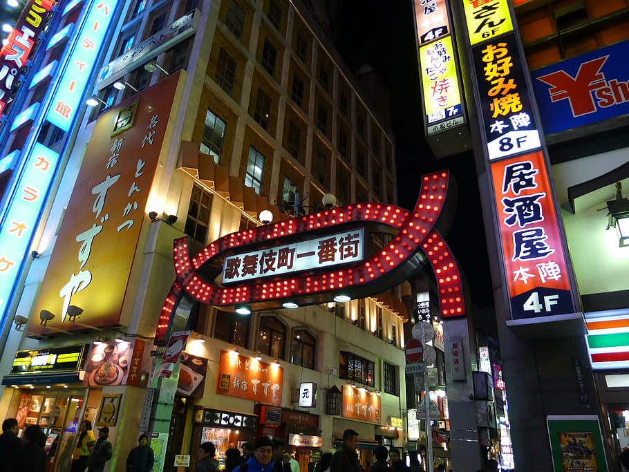 city store, night time, japan, tokyo, kabukicho, street, illuminated, text, architecture, built structure