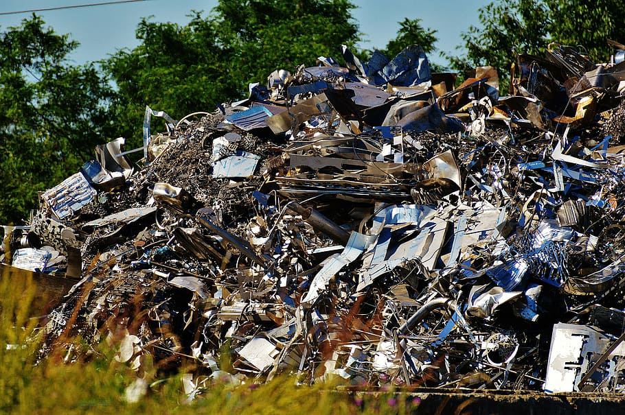 iron, scrap, scrap metal, scrap iron, recycling, metal, old, junkyard, tree, plant