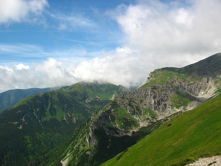mountains, tatry, the high tatras, landscape, sky, top view, slovakia, summer, travel, tourism