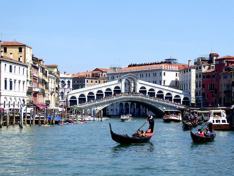 venice, grand, canal, italy, rialto bridge, canal grande, gondola, historically, architecture, romantic