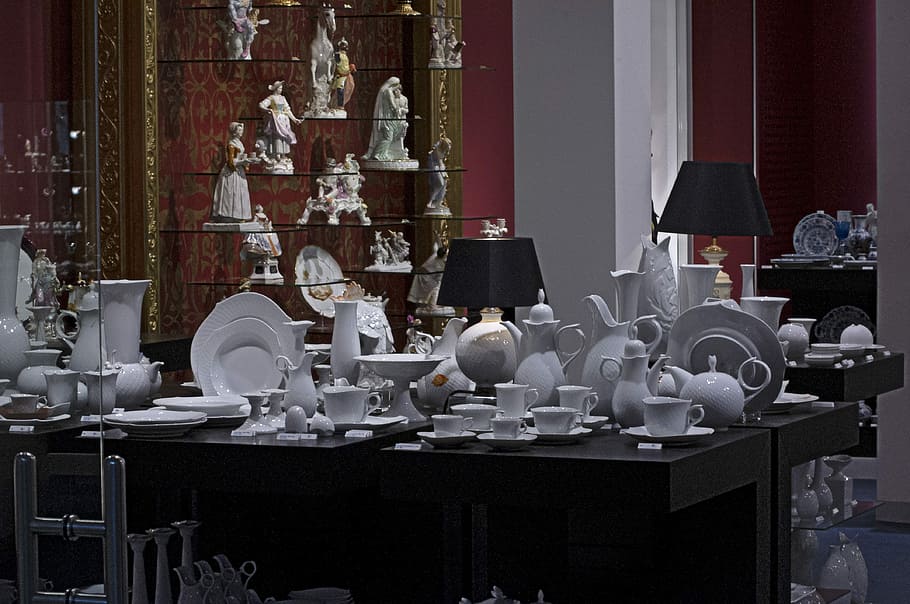 Porcelain, Plate, Ceramic, Decoration, meissen, shop, indoors, table, day, seat