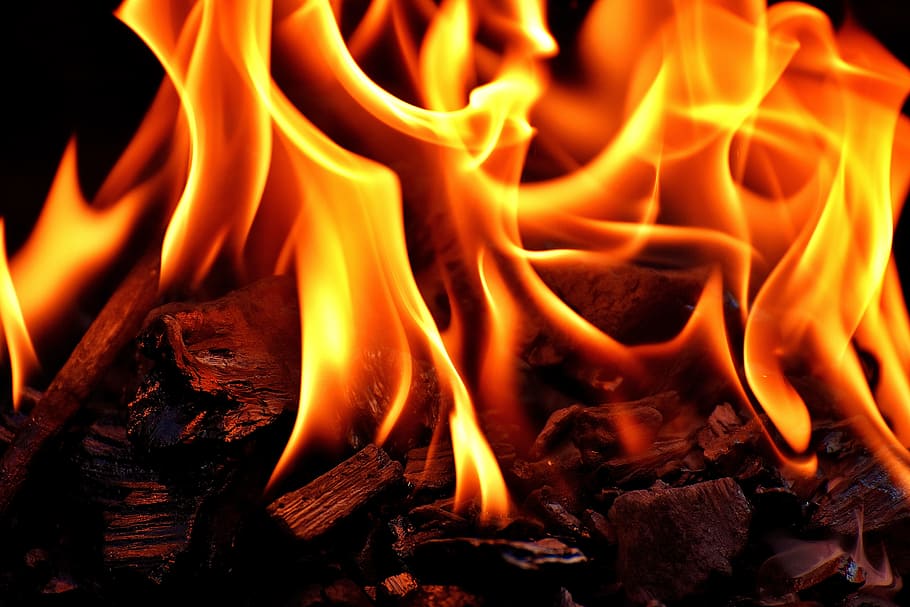 close, view, fire pit, close up, fire, flame, carbon, burn, hot, mood