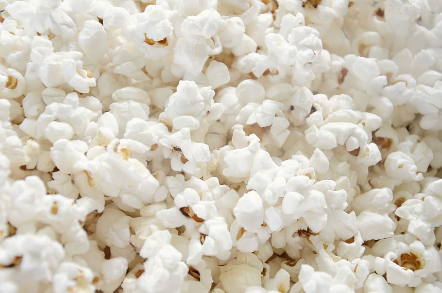 Popcorn, corn, kettle corn, snacks, white, food, close-up, food And Drink, macro, healthy Eating