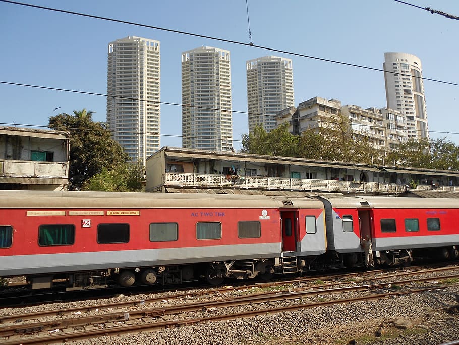 train, railways, transport, india, mumbai, rail transportation, building exterior, track, railroad track, architecture