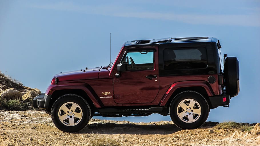 red, black, suv, cliff, car, vehicle, jeep, travel, adventure, sportive