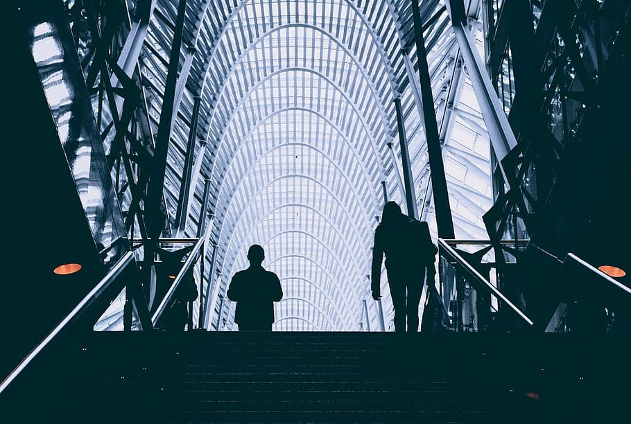 untitled, architecture, building, infrastructure, indoor, people, walking, travel, stair, silhouette