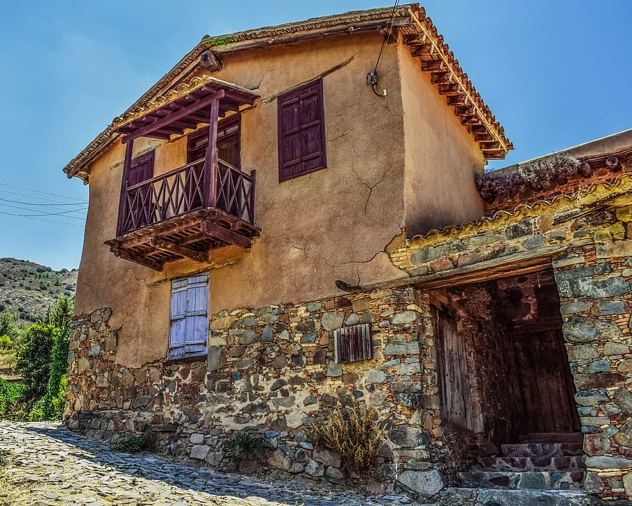 old house, abandoned, decay, aged, grunge, exterior, grungy, weathered, fikardou, cyprus