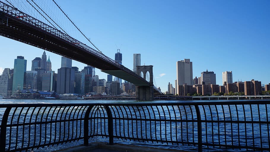 ブルックリン橋, ニューヨーク, 橋, 都市, ブルックリン, マンハッタン, 建築, 空, 建物, スカイライン