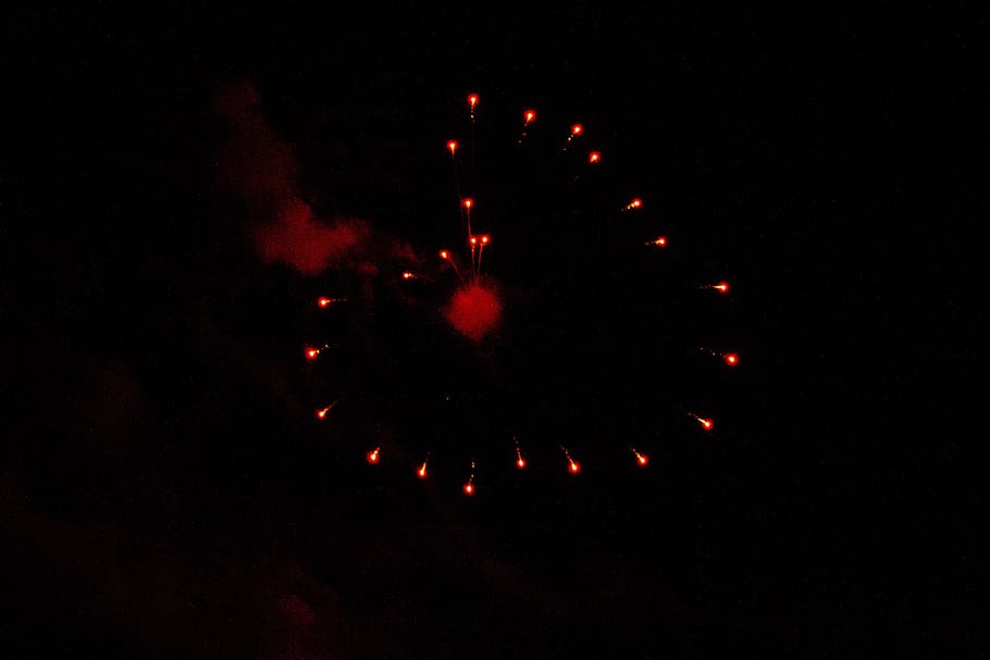 sylvester, foguete, coração, fogos de artifício, luzes, noite, explosão, dia de ano novo, cor, explosões