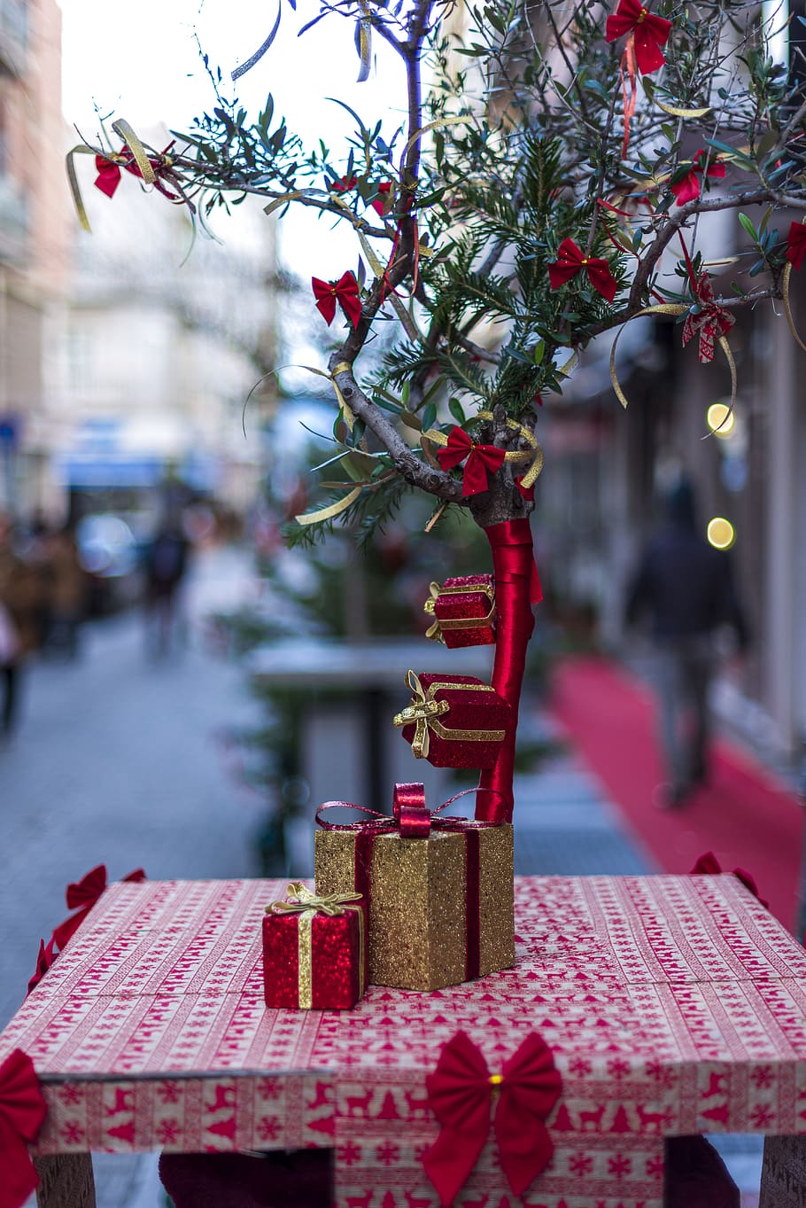 lights, christmas, decoration, holiday, december, xmas, christmasbackground, celebration, tree, red