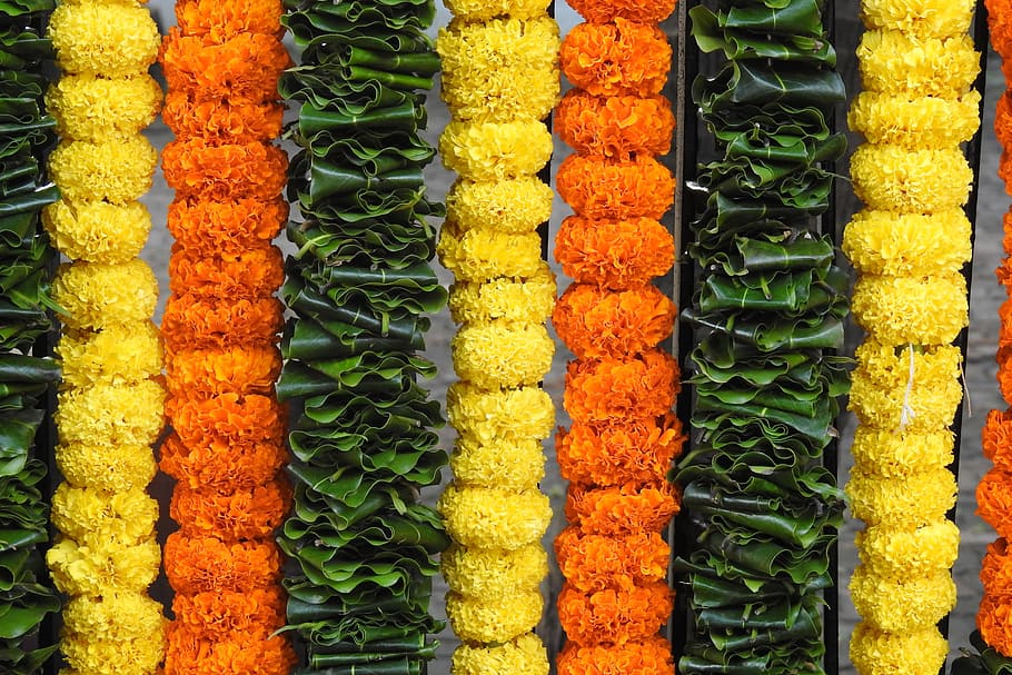 flowers, floral, decoration, festival, indian, choice, multi colored, variation, arrangement, food
