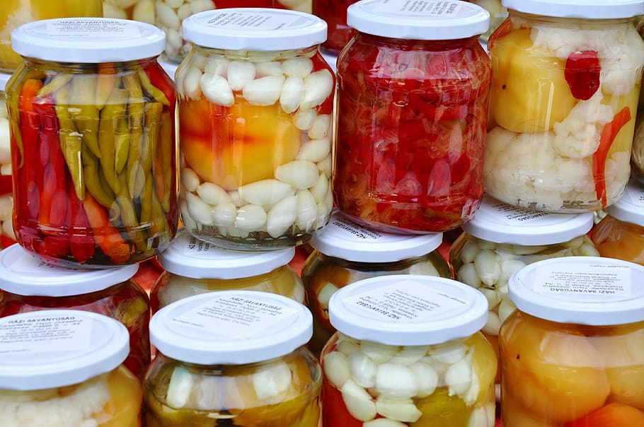 Pickles, Mixed, Food, jar, variation, preserves, multi colored, homemade, container, food and drink