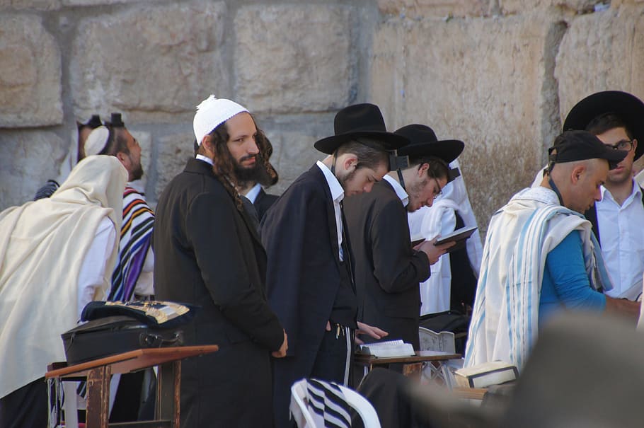 group, people, standing, front, wall, wailing wall, judaism, jerusalem, old city, city