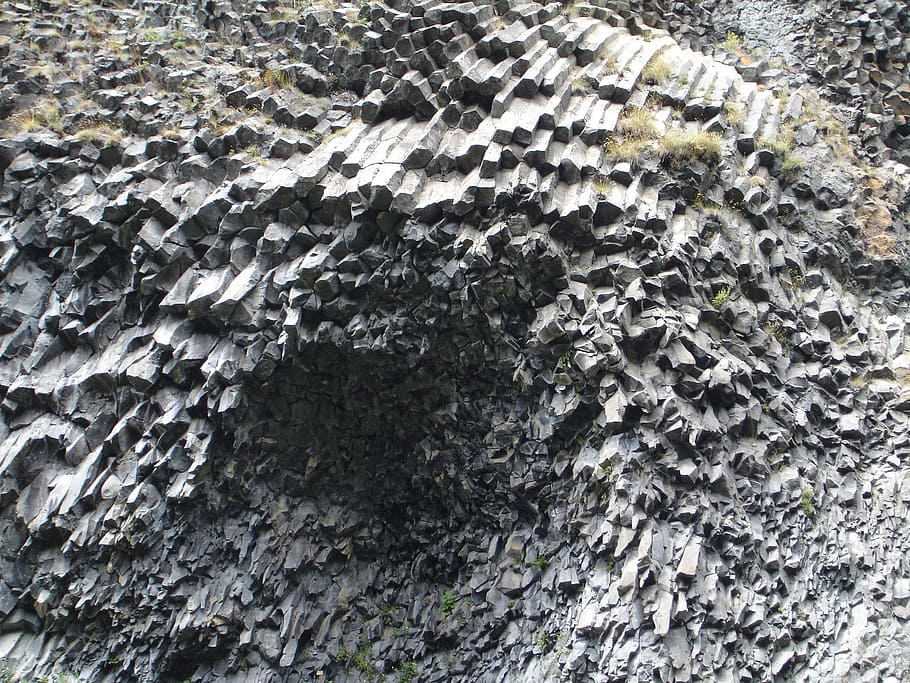 Cascade Du Ray Pic, basalto, basalto columnar, prismas de basalto, piedra, roca, Ardeche, Francia, volcánica, formación de basalto