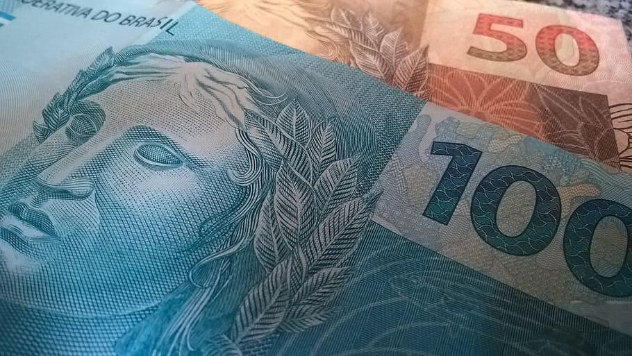 2, 100, 50ユーロ紙幣, お金, ブラジルの通貨, 投票用紙, リアル, 給与, 50ドル, 100リアル