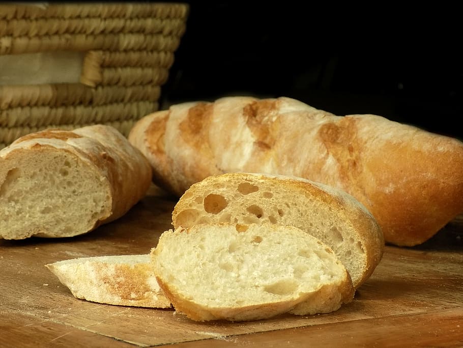 baked, breads, brown, surface, baguette, milk bread, baguete, bread, bakery, artisan bread