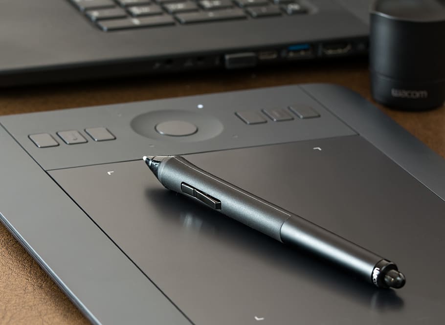 grey, stylus pen, trackpad, black, graphic tablet, graphics tablet, wacom, photoshop, design, digital