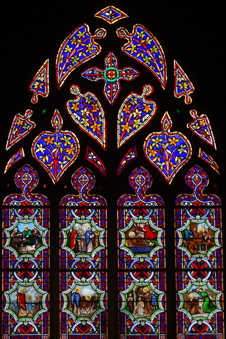 stained glass, stained glass windows, colors, church, religion, heritage, catholic, france, cathedral, window