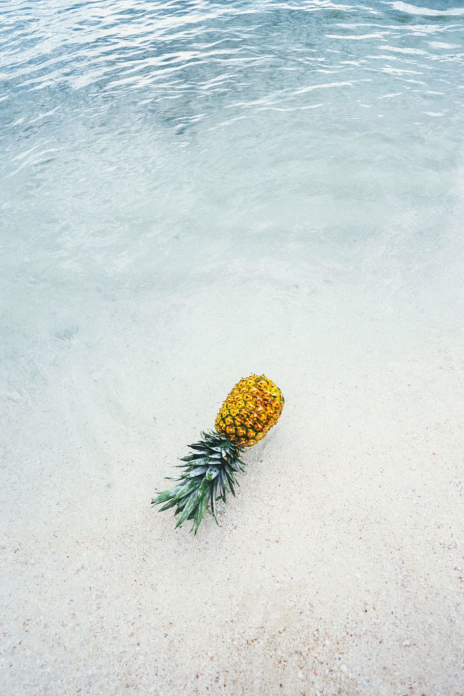 yellow, pineapple, floating, water, dessert, food, appetizer, fruit, juice, beach