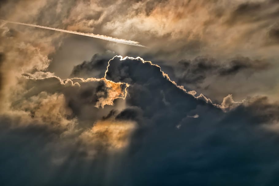crepuscular ray, sky, clouds, sun, rays, dark, clouds form, mood, atmosphere, nature